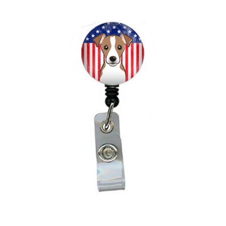 TEACHERS AID American Flag & Jack Russell Terrier Retractable Badge Reel5 x 1 x 2 in. TE730020